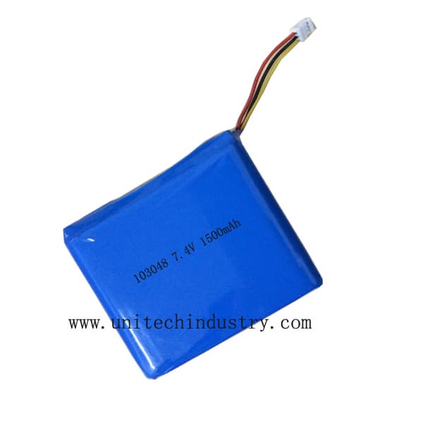 Custom  reachargeable 103048 7_4V 1500mah  lipo battery pack